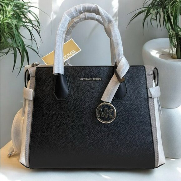 Michael Kors Mercer Belted Satchel and Wallet Black leather With Silver Hardware - Picture 2 of 9